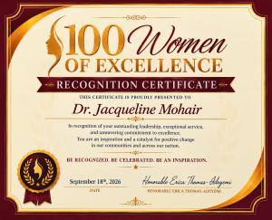 Dr. Jacqueline Mohair Certificate