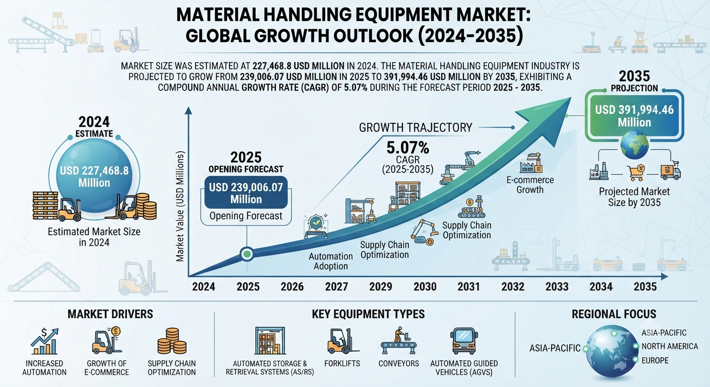 Material Handling Equipment Market Outlook: 5.07% CAGR (2025–2035), Reaching $391994.46 Million by 2035