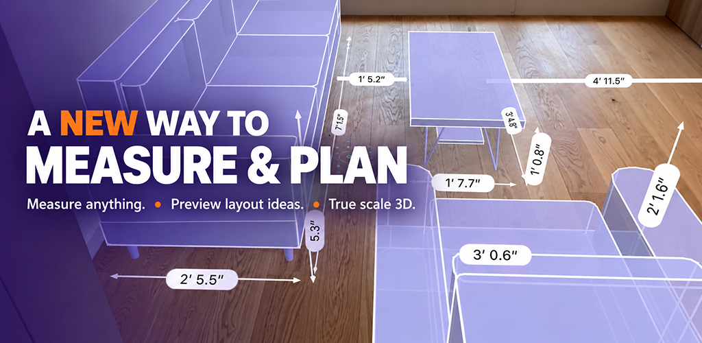 Measure Tools Adds True-Size 3D Furniture and AR Floor Plans in Major Update