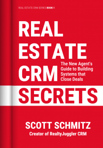 The image shows the front cover of the book: Real Estate CRM Secrets