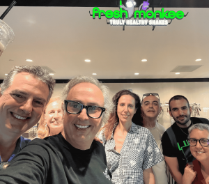 Pablo Vidal with customers during Soft Open week