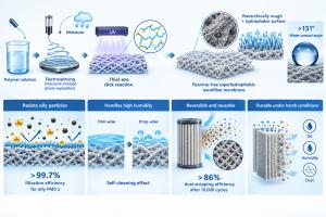 Design and performance of the fluorine-free superhydrophobic nanofiber membrane.