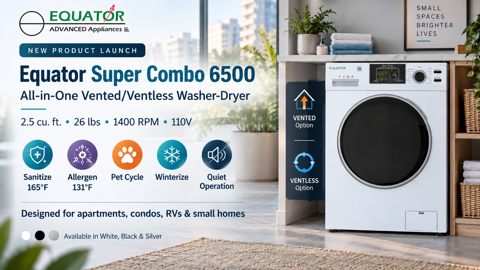 Equator Advanced Appliances Launches 6500 All-in-One Washer-Dryer With Convertible Vented/Ventless Drying