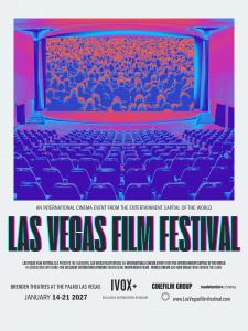 Official 2027 Las Vegas Film Festival℠ poster for the January 14-21, 2027, international cinema event at Brenden Theatres at the Palms in Las Vegas.