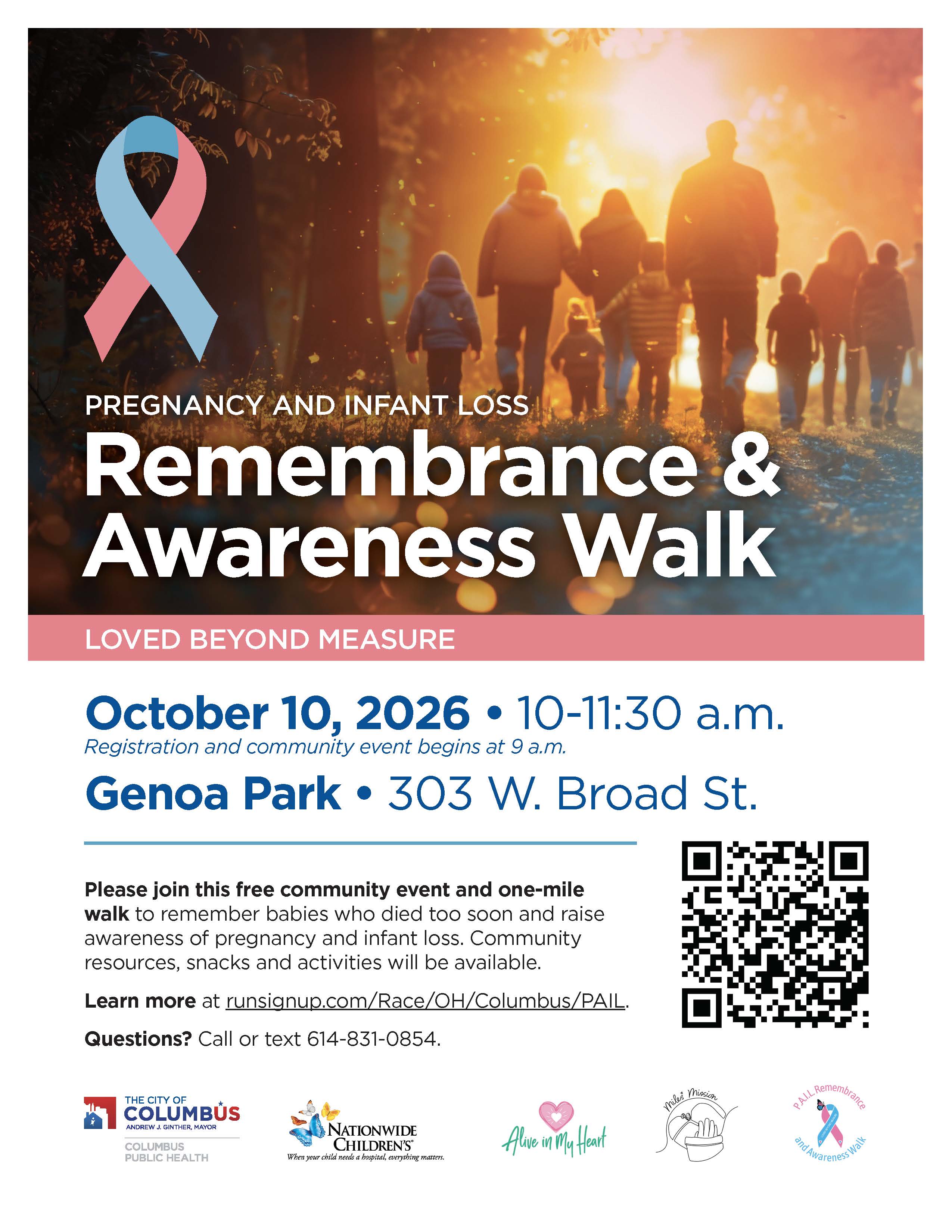 Pregnancy & Infant Loss Remembrance & Awareness Walk to Return to Genoa Park, Columbus – OH, Sat. Oct. 10, 9AM