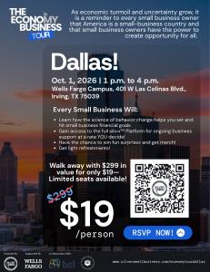 A flyer that describes when the Dallas event is: Oct. 1, 2026, from 1 p.m. to 4 p.m. CST.