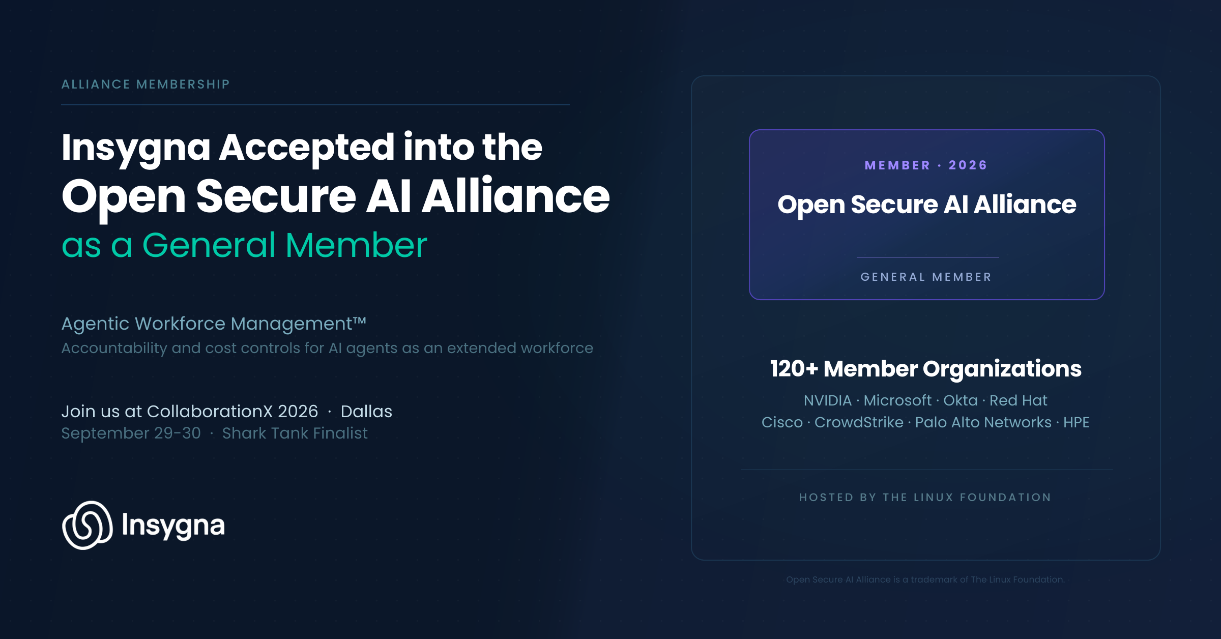 Insygna Joins NVIDIA, Microsoft, and Okta in the Open Secure AI Alliance to Advance AI Agent Accountability
