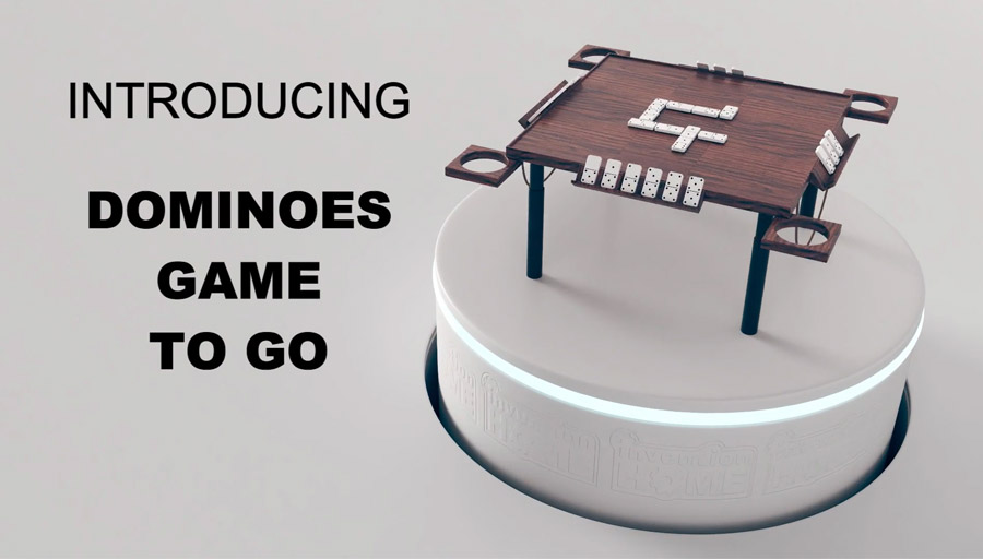 Dominos Game to Go Integrates Portable Table, Game Components, and Storage Into a Single System