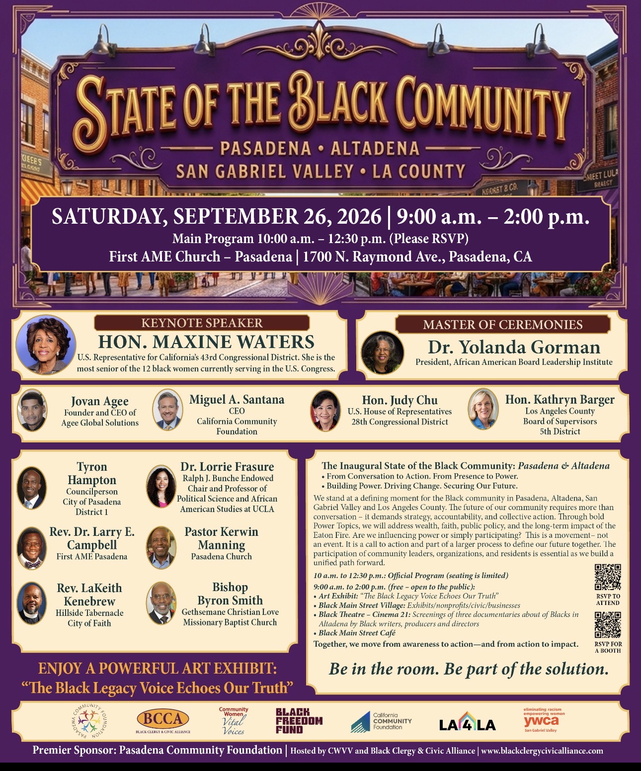 CONGRESSWOMAN MAXINE WATERS TO KEYNOTE INAUGURAL ‘STATE OF THE BLACK COMMUNITY: PASADENA & ALTADENA’