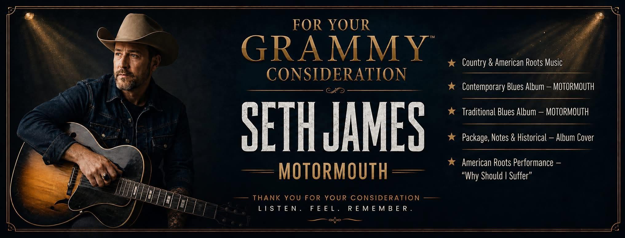 Seth James and Mike Guldin Land Six Combined Entries on the 2027 GRAMMY™ First Round Ballot