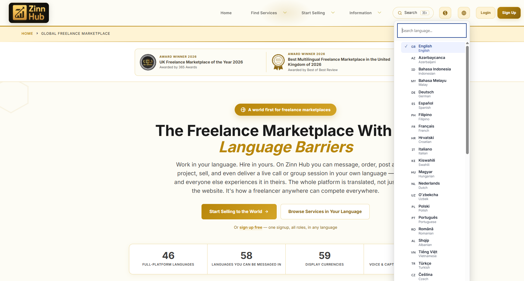 Zinn Hub® Expands Global Freelance Marketplace with 46 Languages and Live Translation