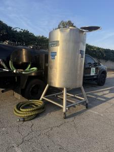 Secure used cooking oil storage container in a Los Angeles restaurant for grease collection