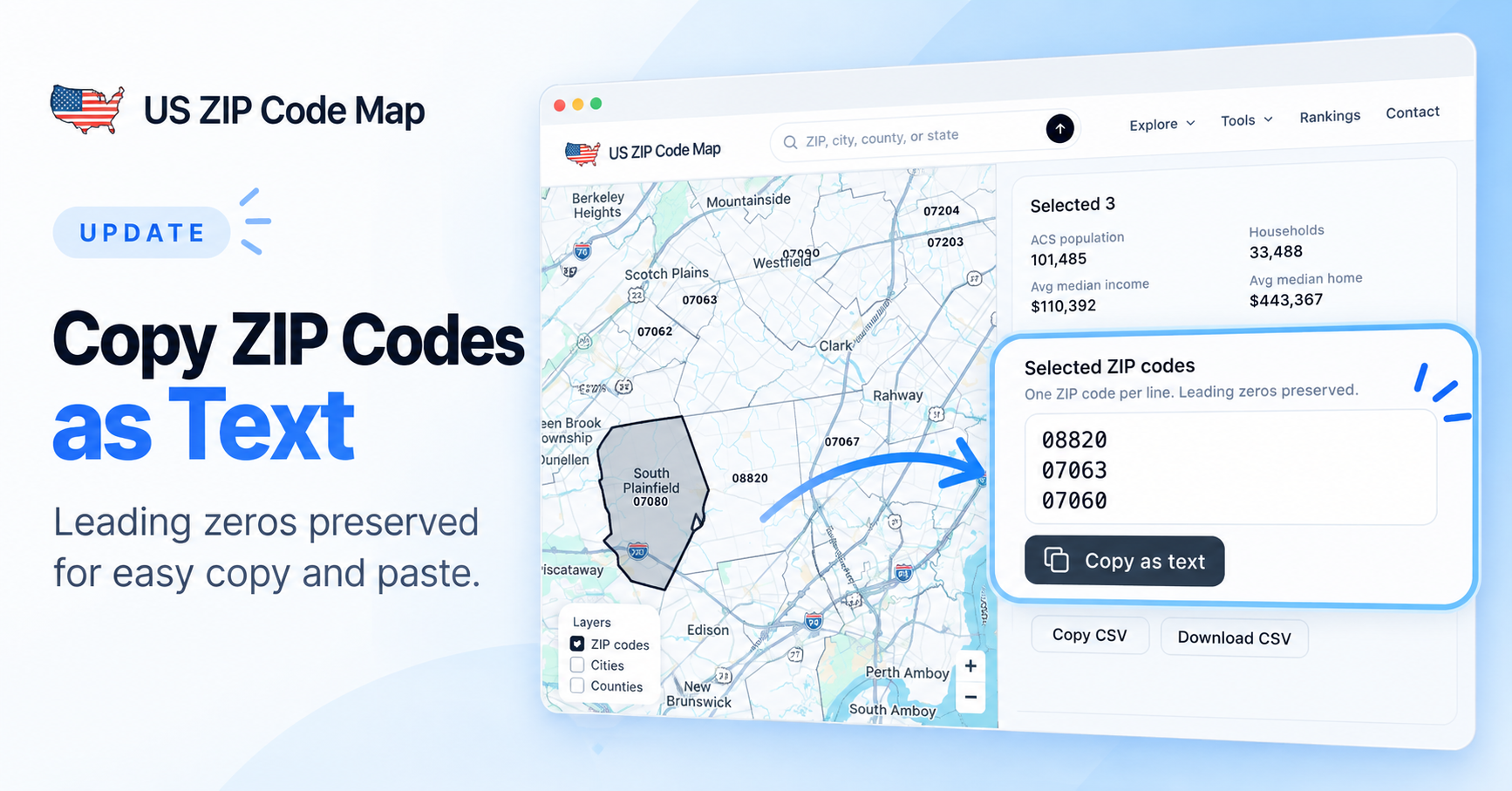 USZIPCodeMap.com Adds One-click Text Copying to it’s ZIP Radius Tool