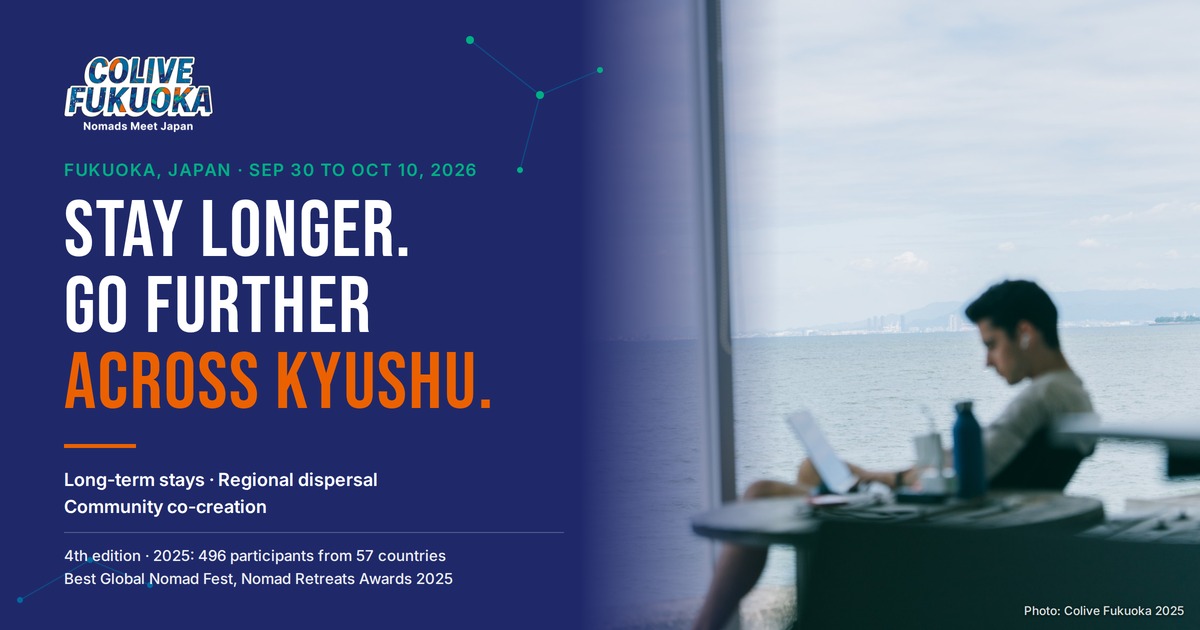 Colive Fukuoka 2026 Opens September 30, Inviting Digital Nomads to Stay Longer Across Kyushu, Japan