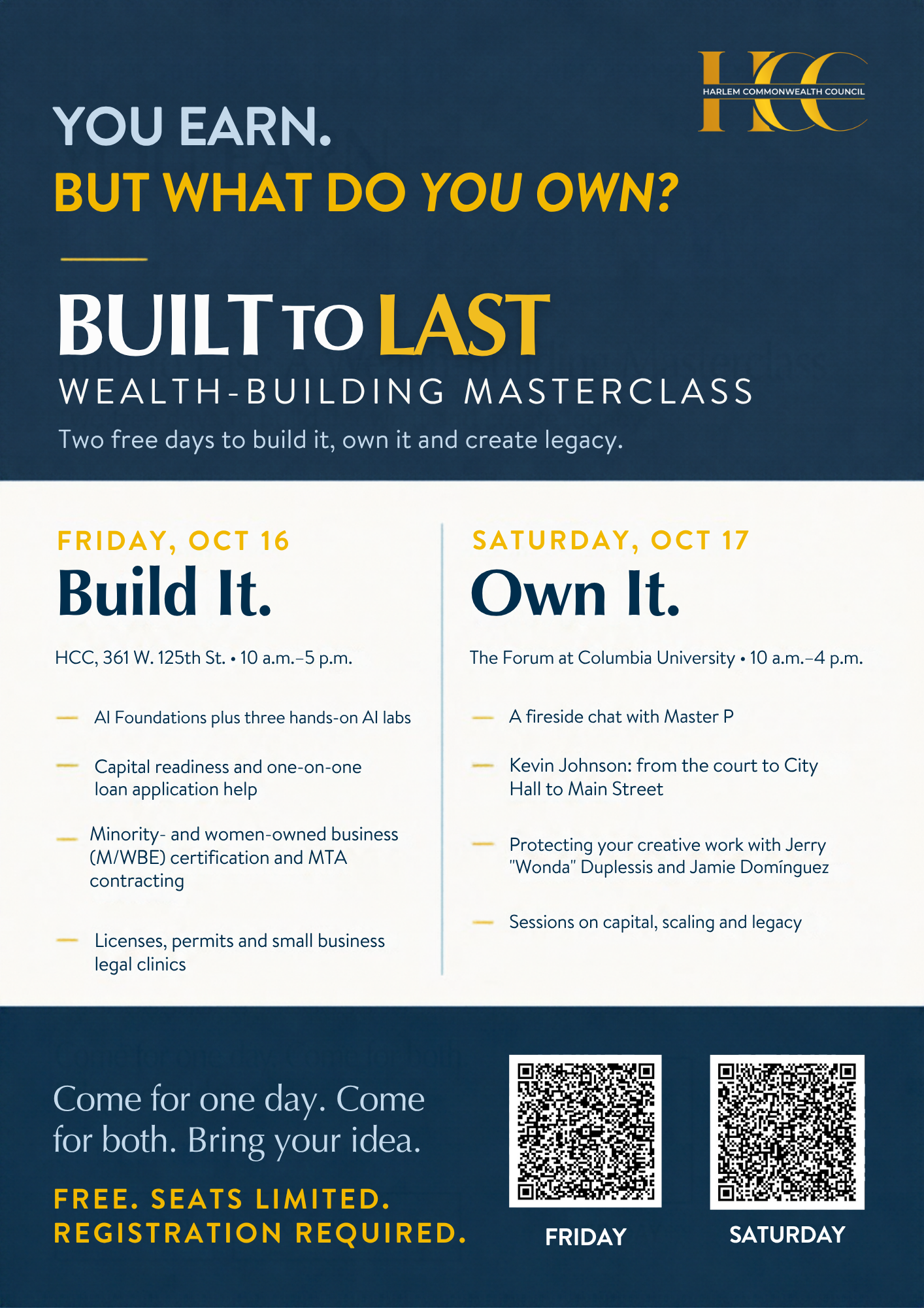 MASTER P & FORMER NBA STAR KEVIN JOHNSON TO HEADLINE HARLEM COMMONWEALTH’S ‘BUILT TO LAST’ WEALTH-BUILDING MASTERCLASS