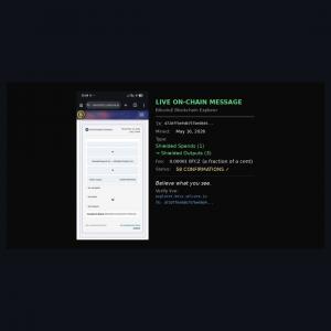 BitcoinZ blockchain explorer showing a Z-TEXT shielded transaction mined May 16, 2026, with shielded spends and outputs, a 0.00001 BTCZ fee and 58 confirmations.
