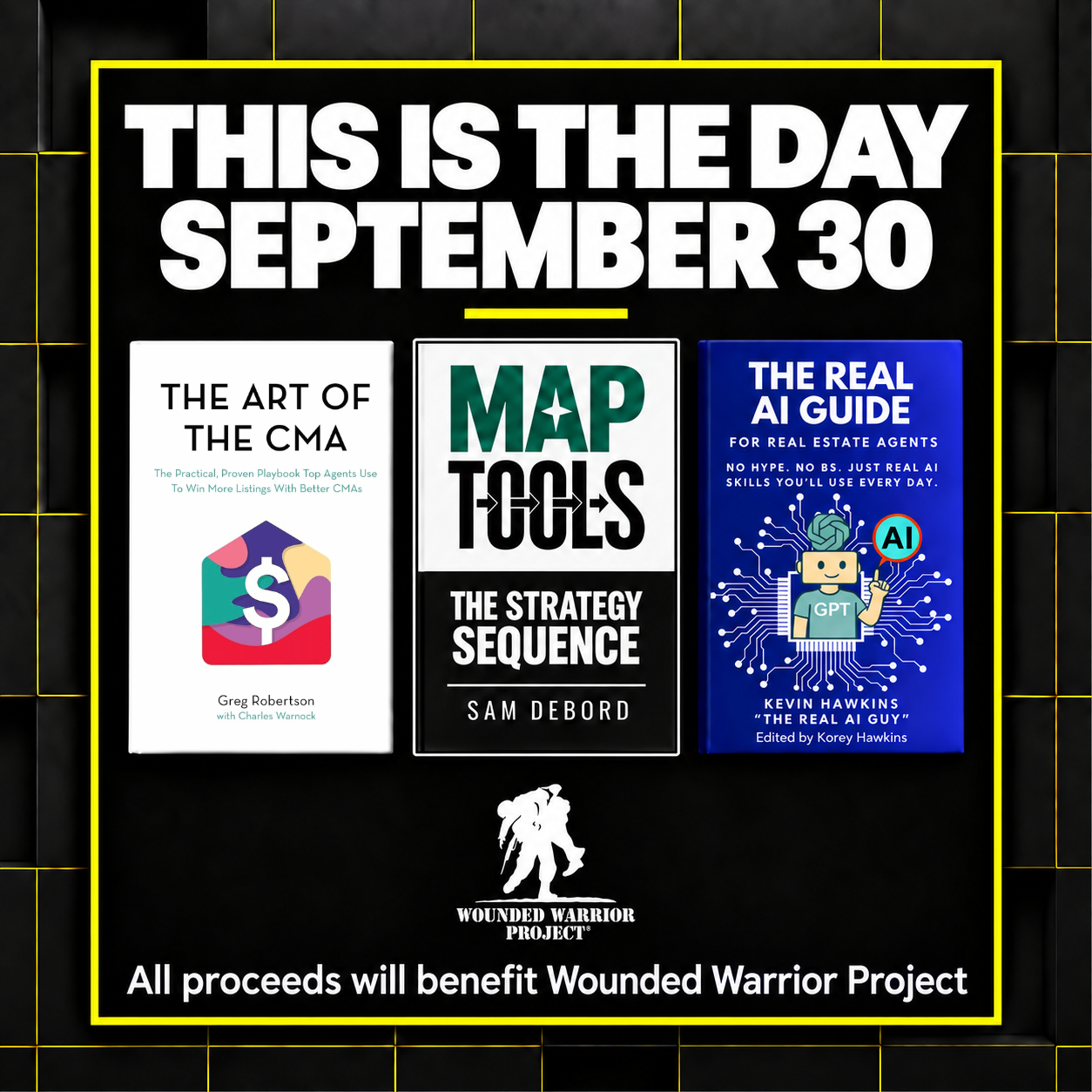 One-Day Sale of Three Top Real Estate Books on Sept. 30 to Benefit Wounded Warrior Project