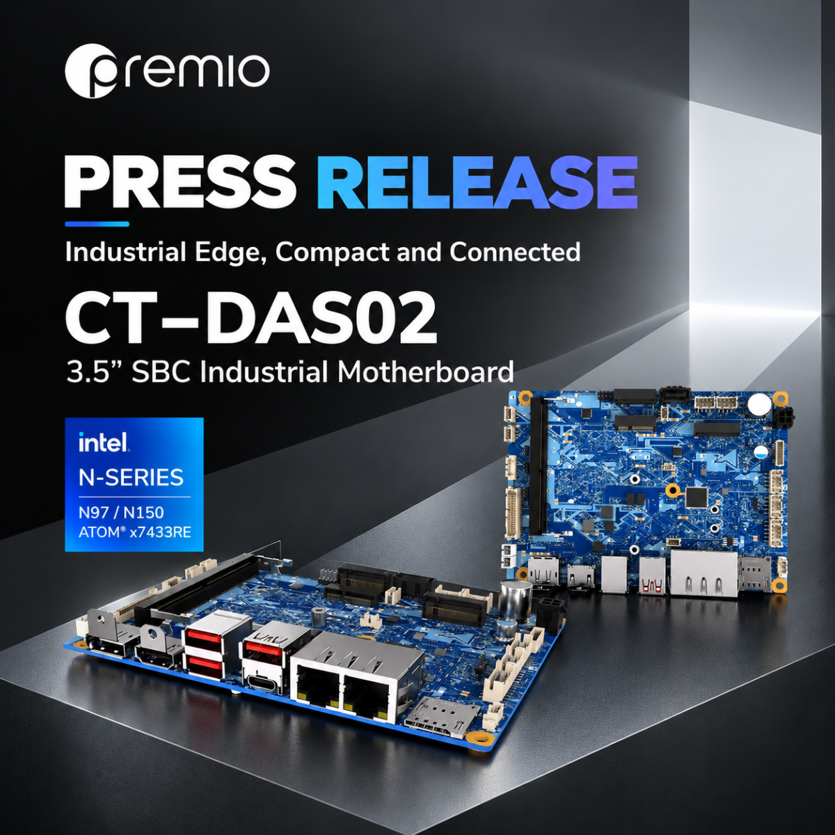 Premio Launches CT-DAS02 3.5-Inch Industrial SBC for Compact, Connected Edge Computing
