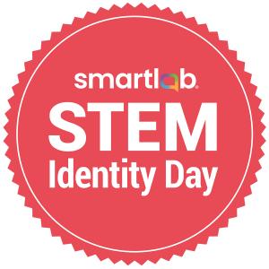 Red circular SmartLab STEM Identity Day badge featuring the white SmartLab logo and “STEM Identity Day” text.