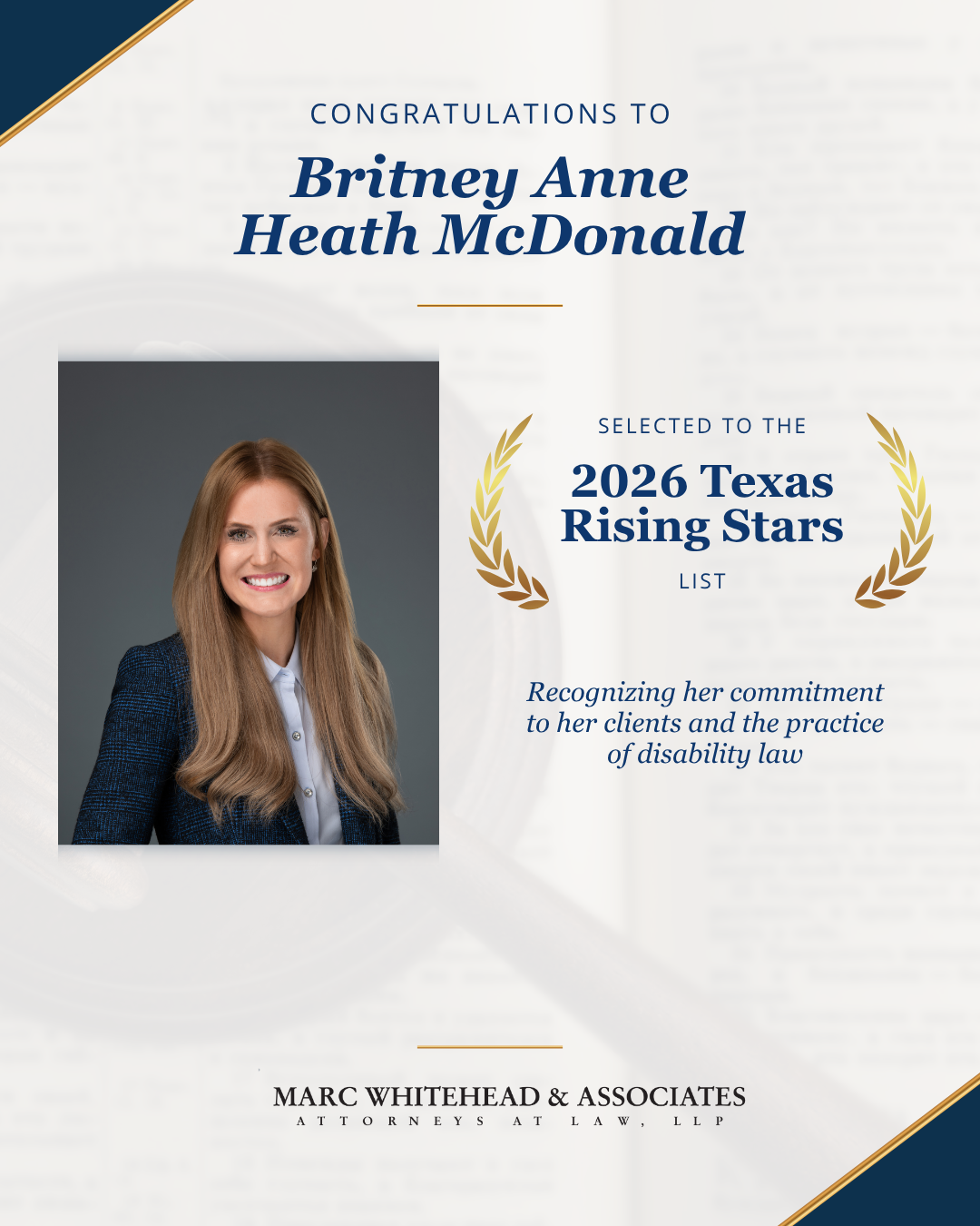 A RISING STAR WITH A MISSION: BRITNEY ANNE HEATH McDONALD NAMED TO 2026 TEXAS RISING STARS LIST FOR THIRD YEAR