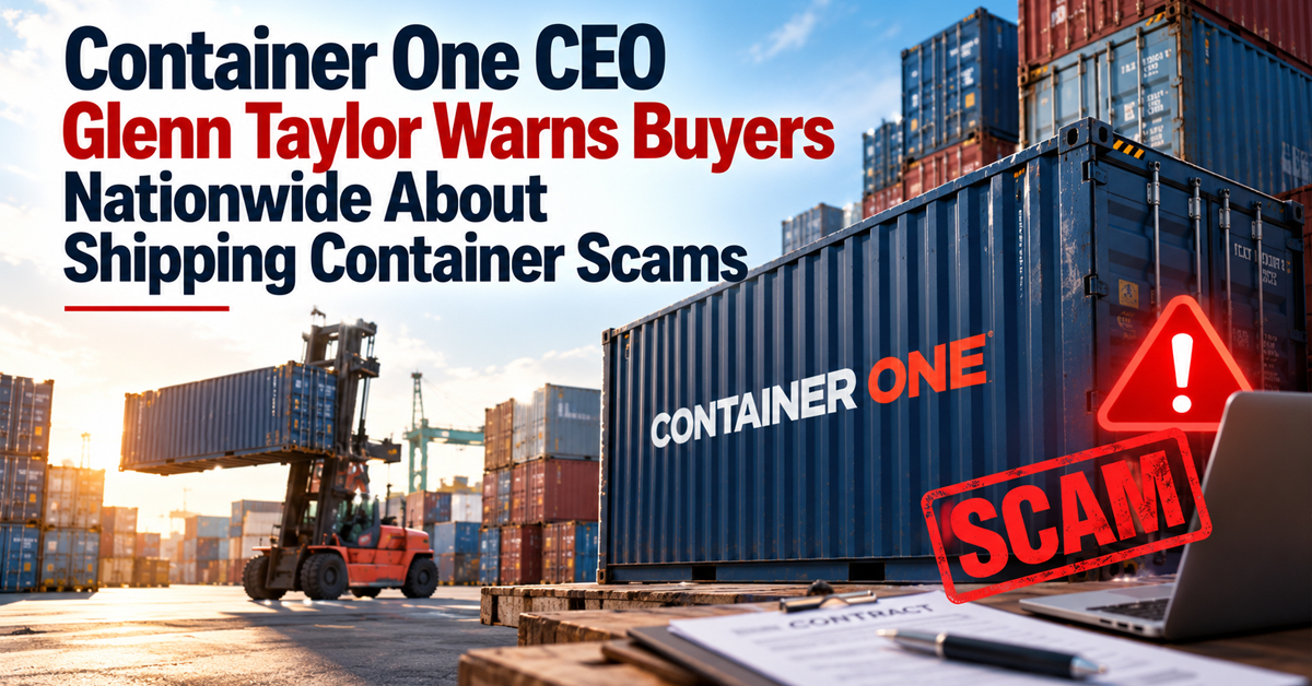 Container One CEO Glenn Taylor Warns Buyers Nationwide About Shipping Container Scams