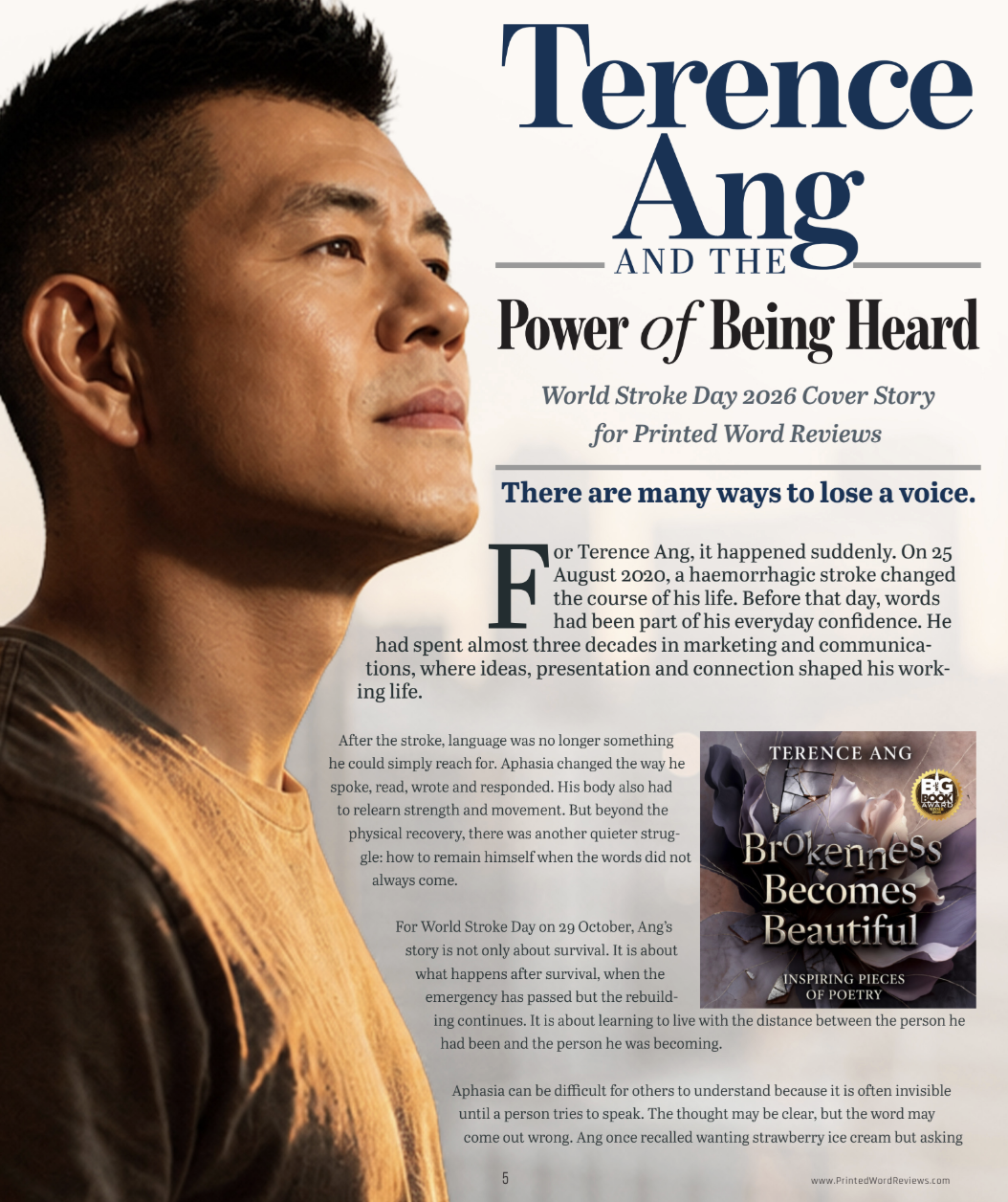 Printed Word Reviews Celebrates Terence Ang’s Historic NYC Times Square Billboard Showcase for World Stroke Day 2026