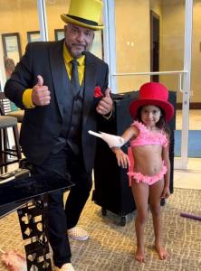 Girl with dove and magician