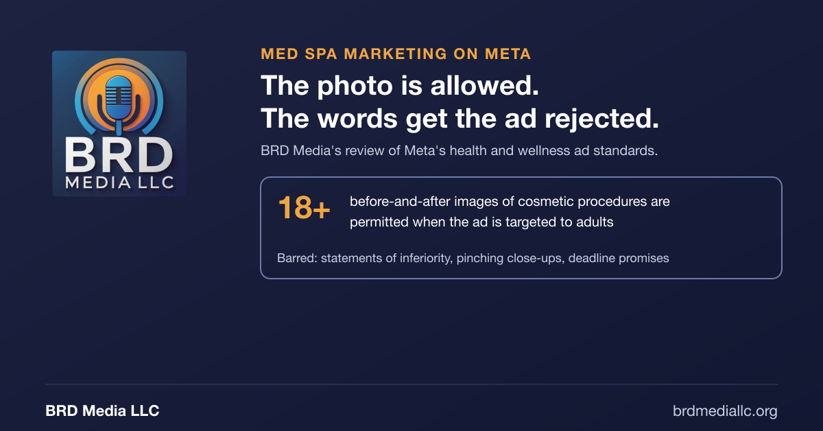 BRD Media: Med Spa Marketing Ads Fail on the Words, Not the Before-and-After Photo, Under Meta’s Current Rules