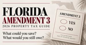 Florida Amendment 3 property tax guide illustration about potential savings and remaining taxes.