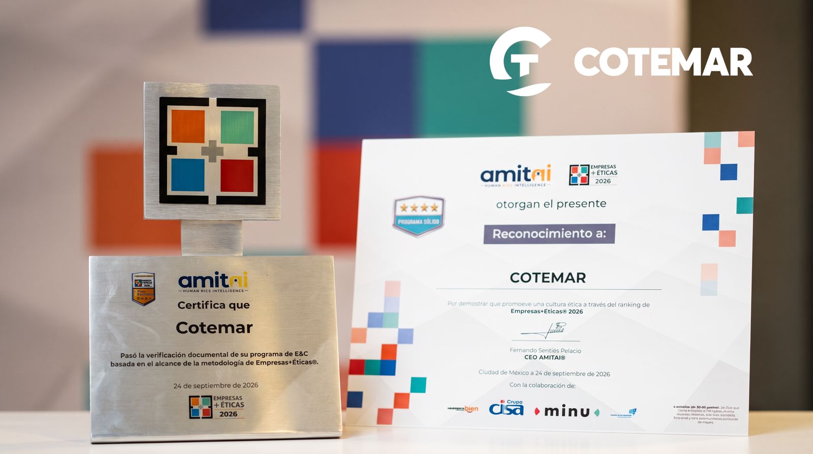 Cotemar obtiene la Certificación AMITAI® / Empresas+Éticas® y se posiciona en el Ranking E+E 2026