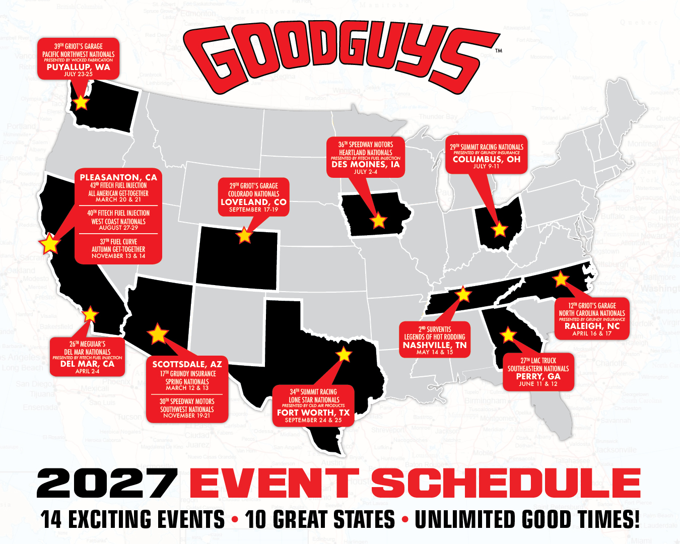 Goodguys Rod & Custom Association Announces its 2027 Season Event Schedule