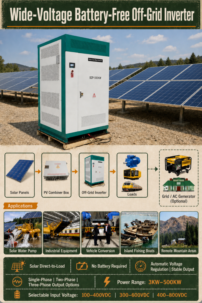 Off-Grid Inverters Enable Direct PV-to-Load Powering Without Energy Storage for Remote Areas