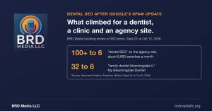 Dental SEO after Google's September 2026 spam update, BRD Media tracking review of 363 search terms