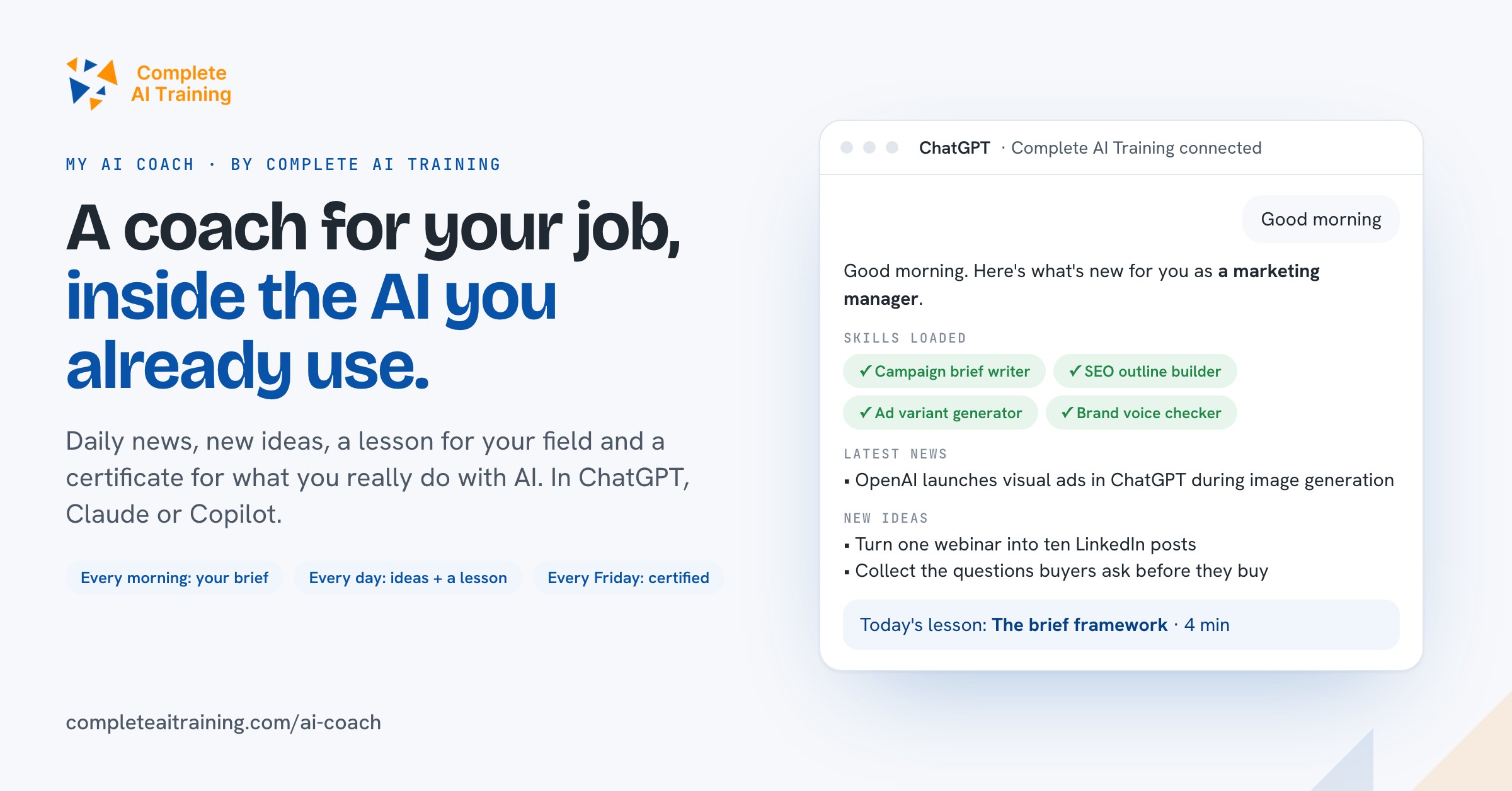 Complete AI Training Adds an AI Coach That Works Inside ChatGPT, Claude and Copilot