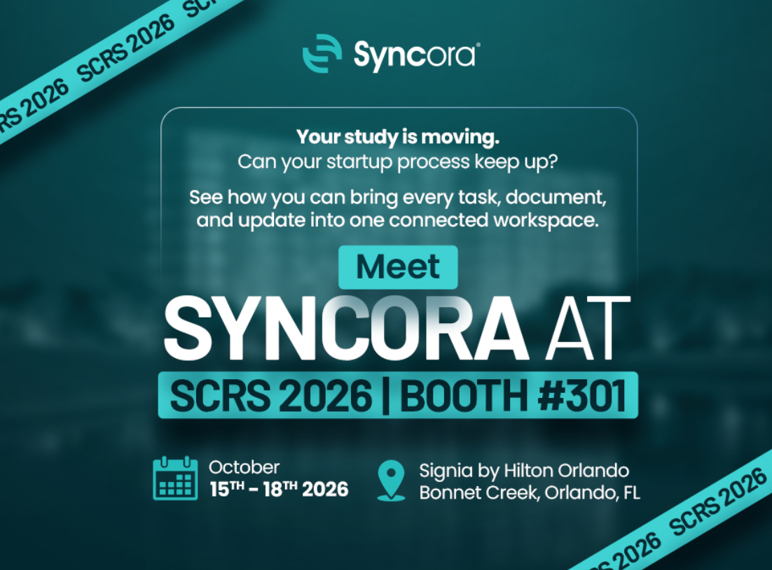 Syncora will showcase its latest clinical research startup platform updates at SCRS 2026 to streamline site workflow