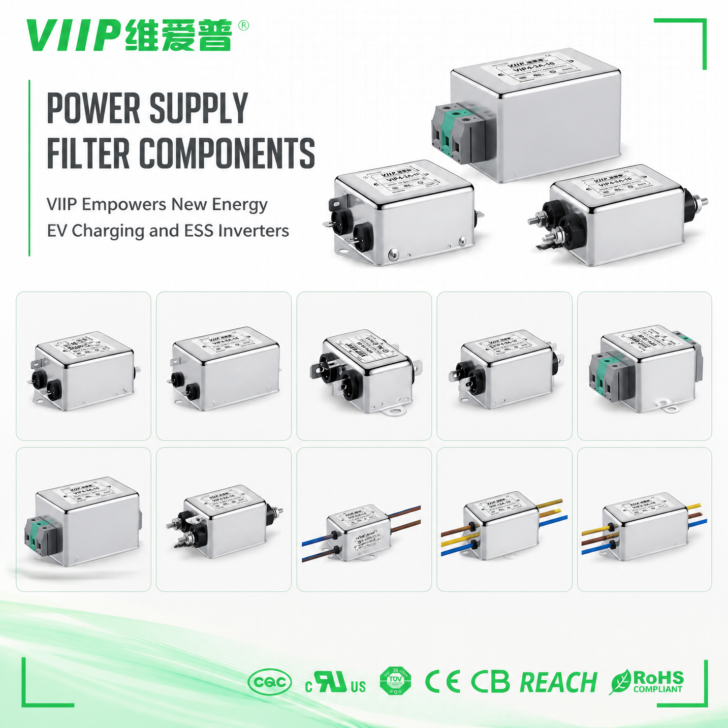 Power Supply Filter Components: VIIP Empowers New Energy EV Charging and ESS Inverters