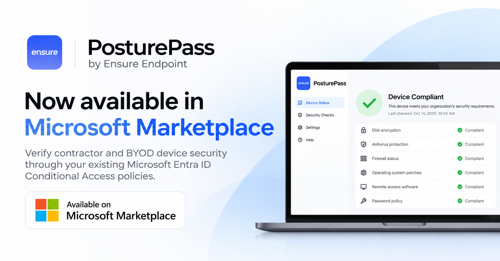 PosturePass by Ensure Endpoint Now Available in Microsoft Marketplace