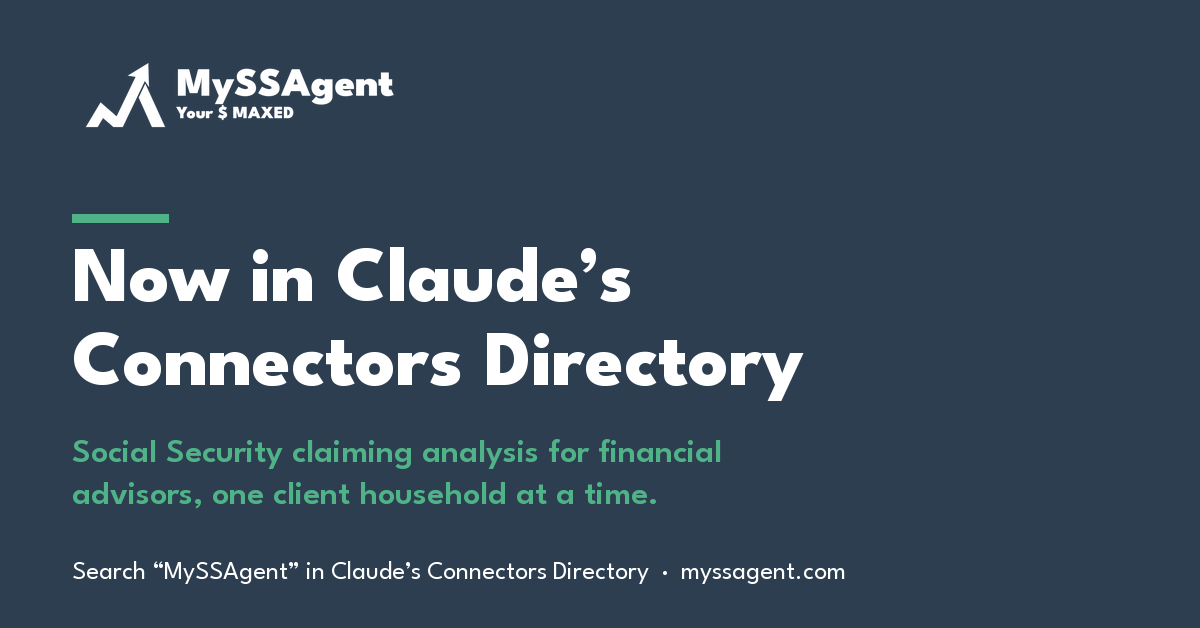 MySSAgent’s Social Security Claiming Estimator Now Listed in Claude’s Connectors Directory
