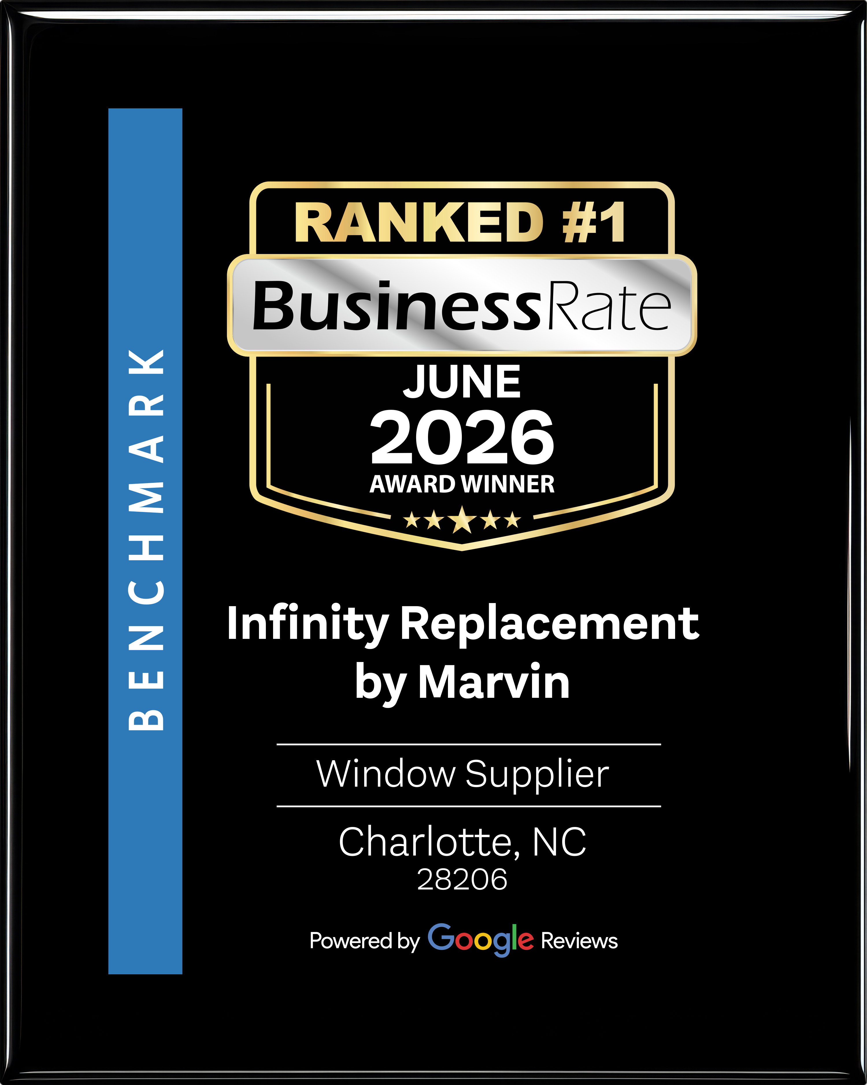 Infinity Replacement by Marvin Charlotte Named #1 Window Supplier for 2026 by BusinessRate
