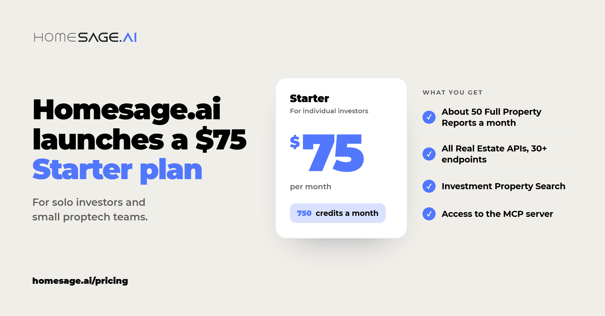 Homesage.ai launches a $75 Starter plan
