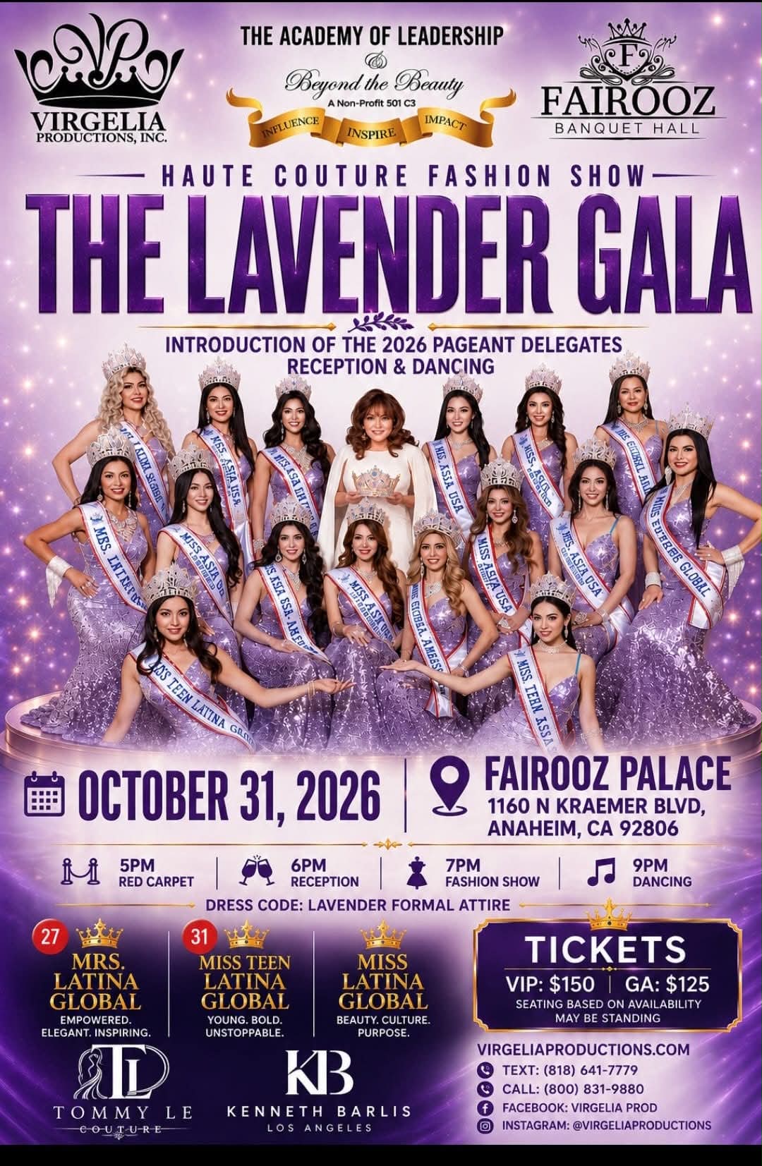 Virgelia Productions Presents The Lavender Gala Fashion Show — October 31 in Anaheim