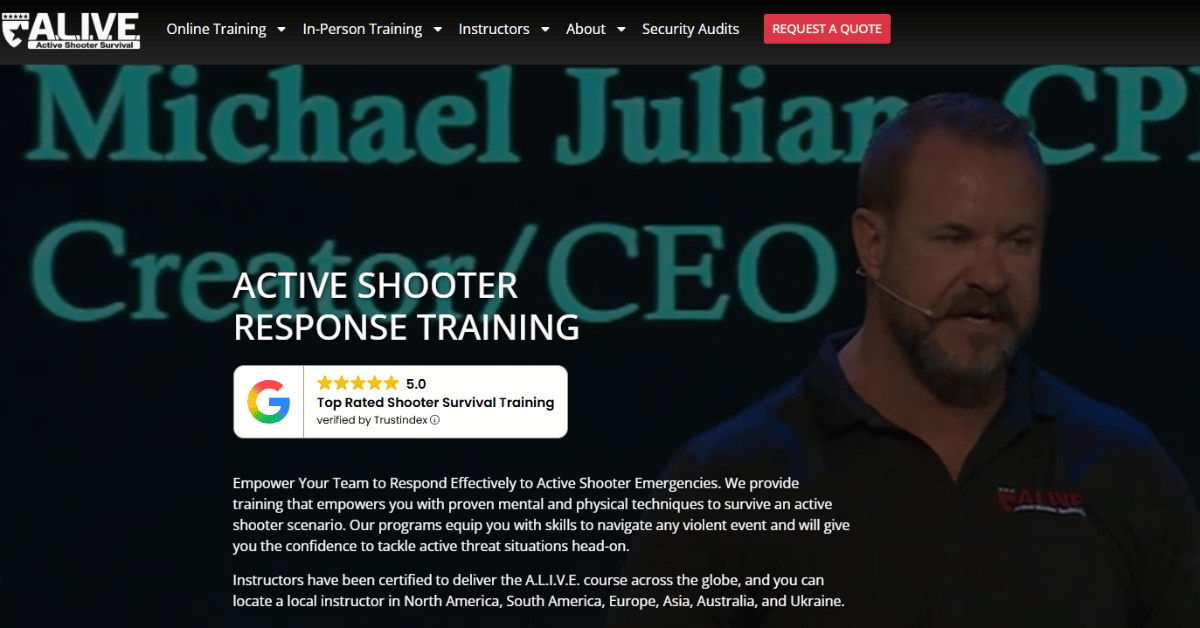 A.L.I.V.E. Active Shooter Survival Training Instructor Certification Course: New November 19-20 Dates Announced