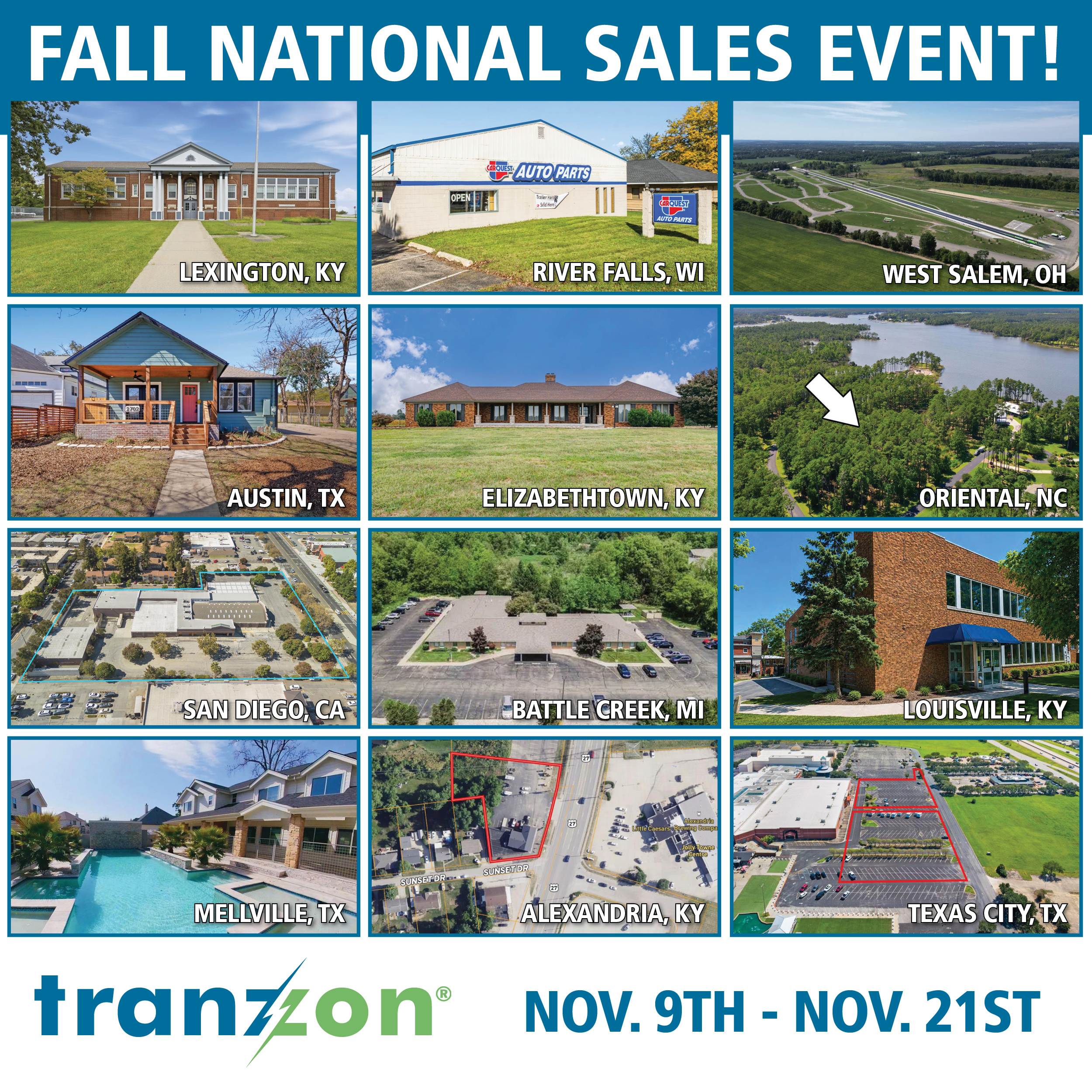 Tranzon Announces Fall National Sales Event Featuring More Than 50 Properties Nationwide