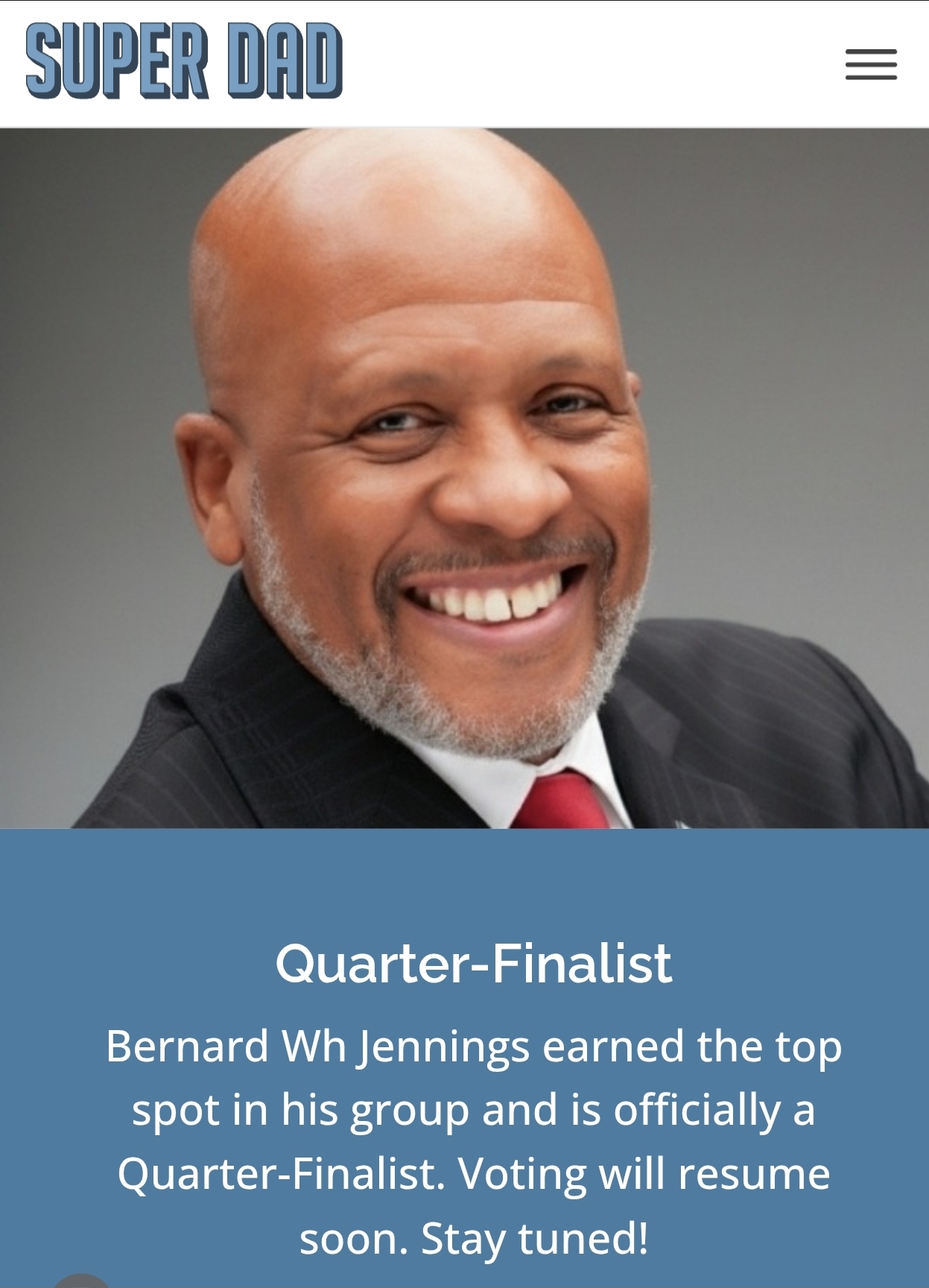 GOOD DAD ACT FOUNDER DR. BERNARD WH JENNINGS FINISHES FIRST IN HIS GROUP IN NATIONAL “SUPER DAD” COMPETITION