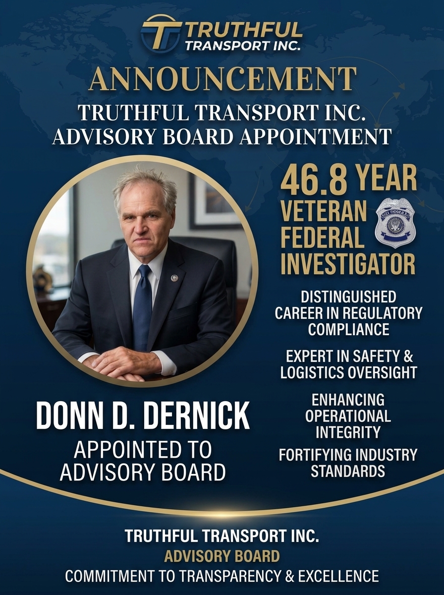Truthful Transport Marks 16 Years, 12 Years of TruPriceLock™ and Appoints Retired Federal Investigator Donn Dernick