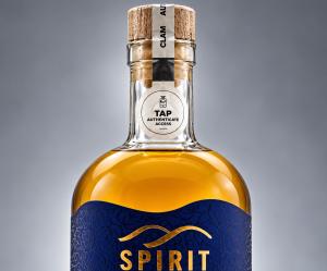 The DeLux black and white security tag can be seen on the Spirit of the Downs bottle