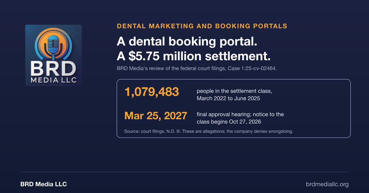 BRD Media Dental Marketing Review: $5.75 Million LocalMed Settlement Class Totals 1,079,483 People