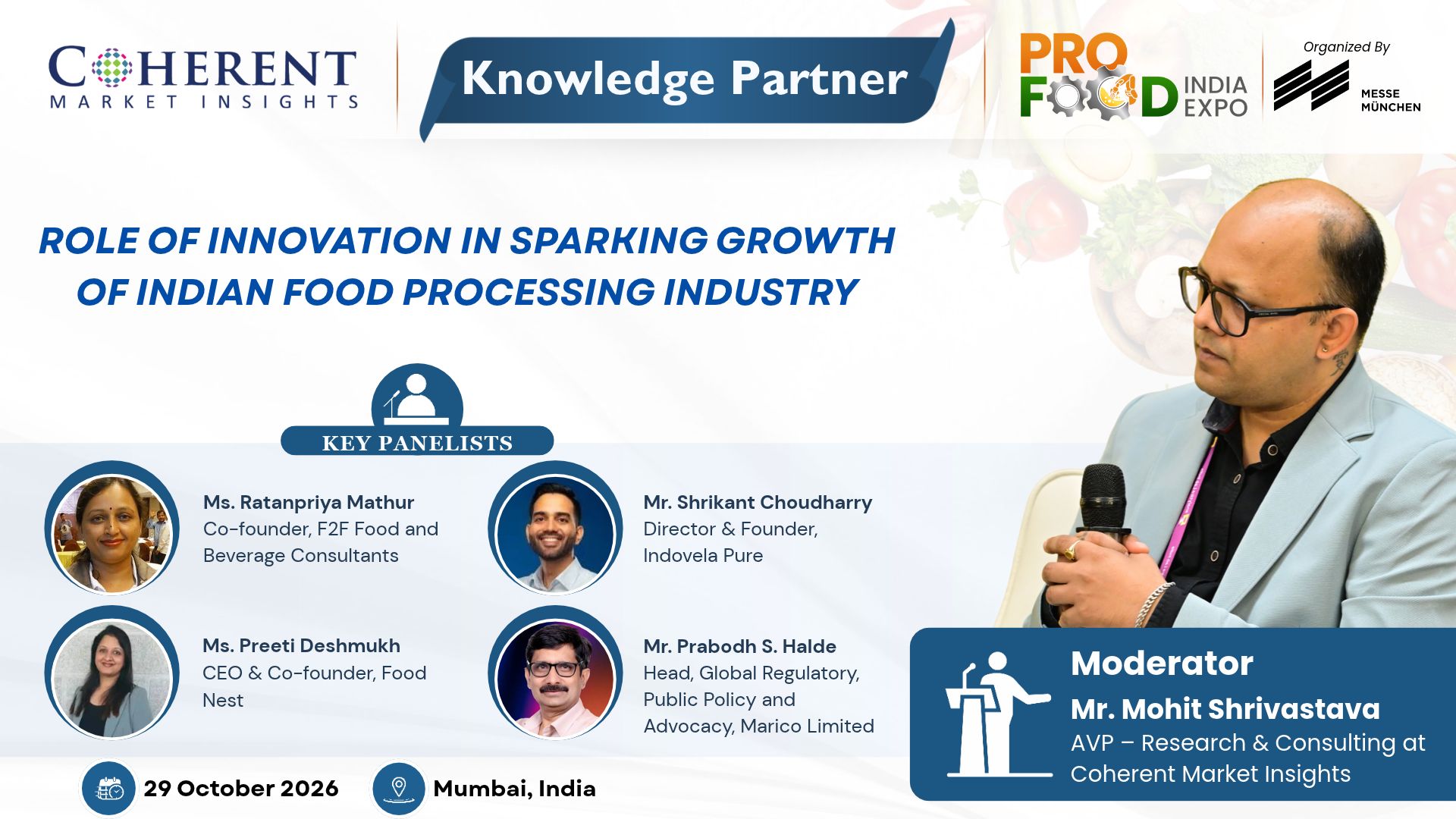 Coherent Market Insights to Moderate Two Expert Panels as Knowledge Partner of ProFood India 2026