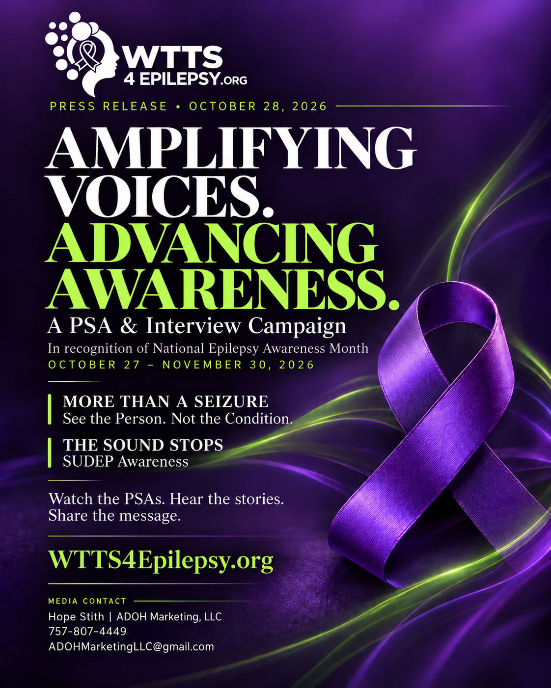 WTTS4Epilepsy Raises Awareness Through PSAs and Personal Stories for National Epilepsy Awareness Month