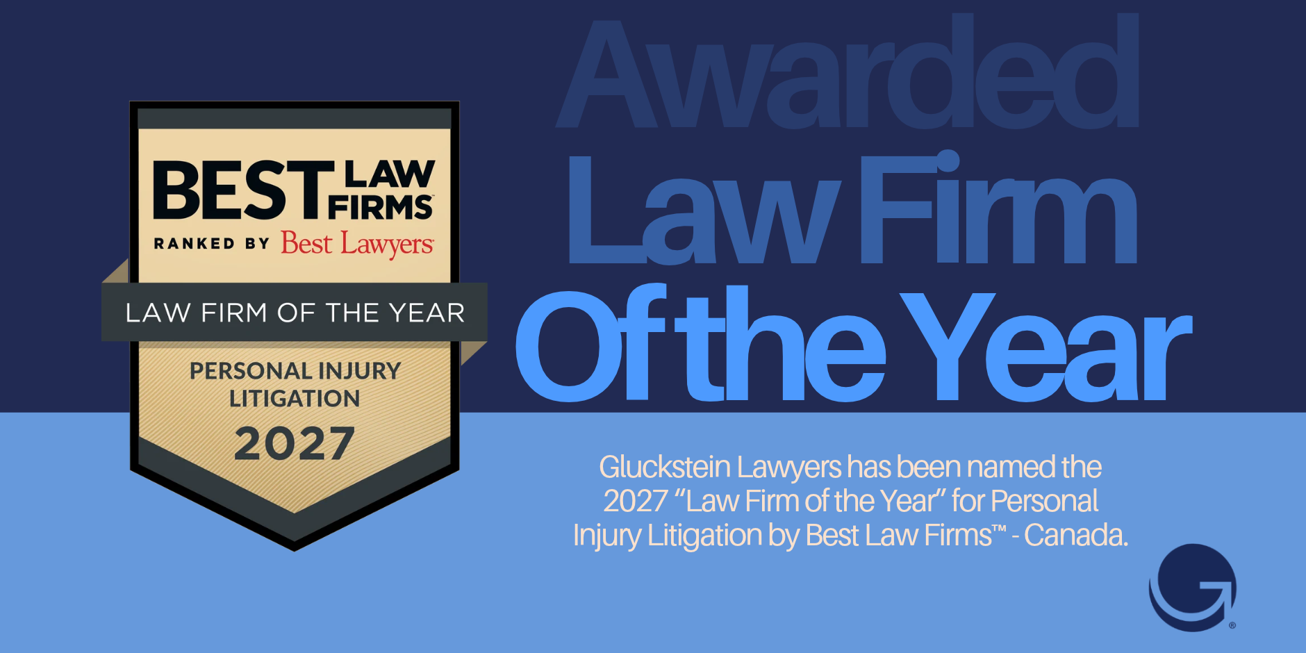 Gluckstein Lawyers Named 2027 “Law Firm of the Year” for Personal Injury Litigation by Best Law Firms™ – Canada